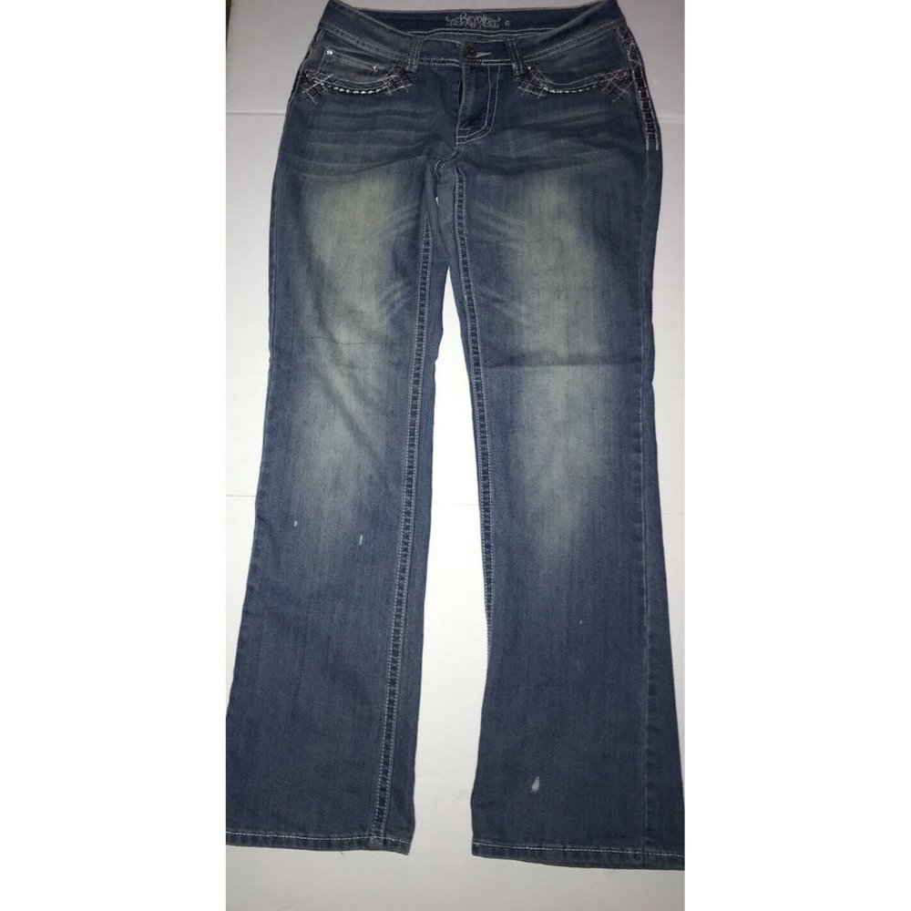 Revoli Jeans Embroidered Distressed Flap Pockets Designer Denim women 6 26 X 32